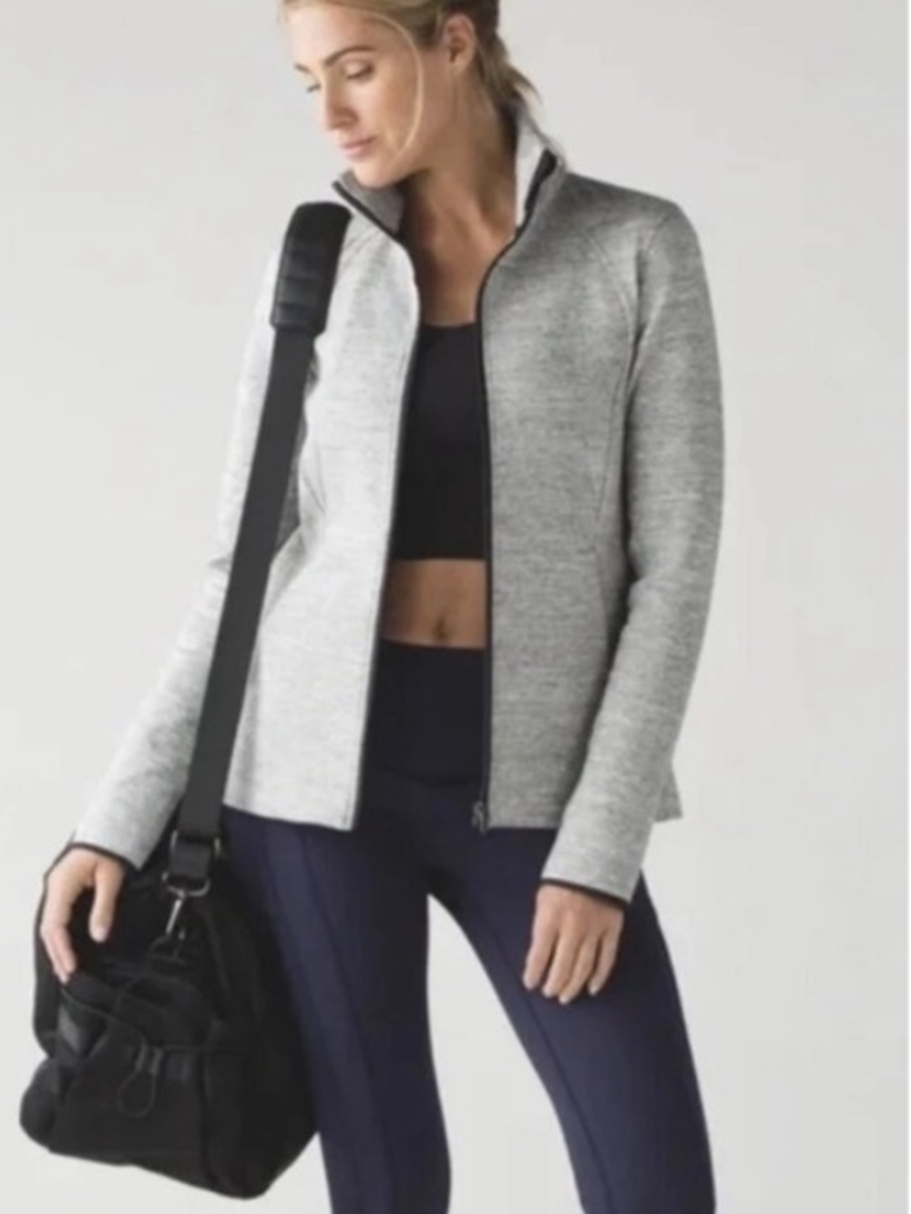 Lululemon Going Places Jacket Women Size 4 Heather Grey Full Zip Mock Neck